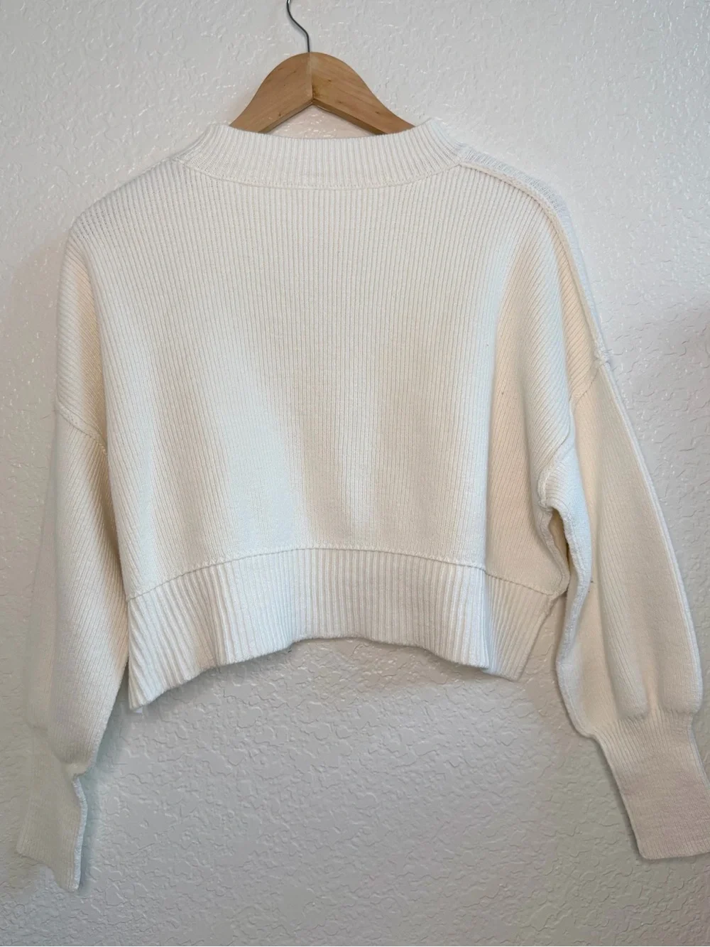 Free People Easy Street Cropped Pullover Knit Sweater Ivory White XS